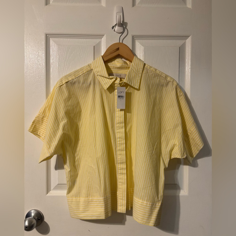 NWT Ann Taylor Loft Cropped Button Down Blouse
